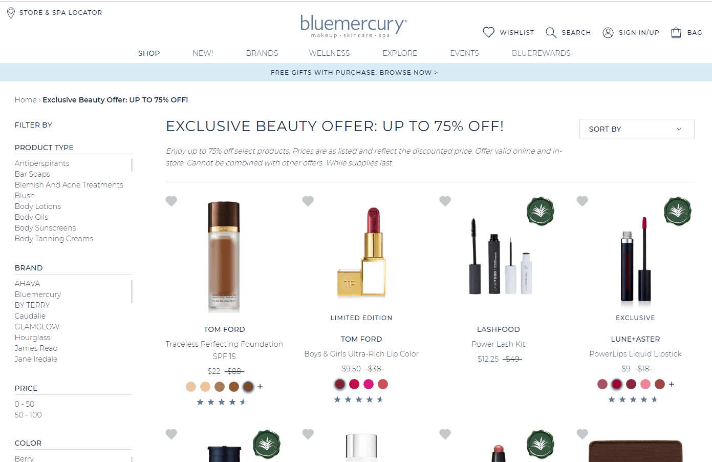 Bluemercury折扣码2024 bluemercury美国官网精选美妆护肤低至2.5折促销满$150送9件套